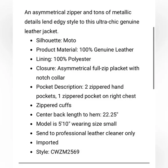 Wilson’s Leather Moto Jacket - Picture 9 of 9